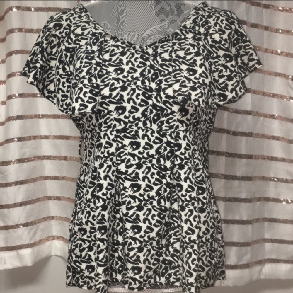 H&M Black/White Cheetah Print Blouse